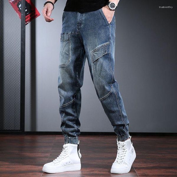 Jeans Masculino 2023 Primavera e Outono Tendência da Moda Retro Elástico Calça Haren Casual Conforto Tamanho Grande Quente Alta Qualidade M-3XL