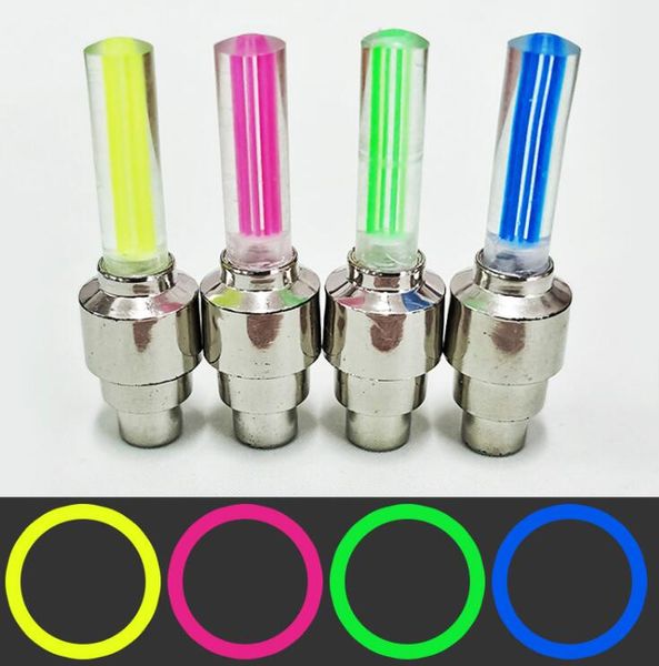 Firefly Spoke LED Wheel Valve Stem Cap Tire Motion Lampada al neon per bici Bicicletta Auto Moto Ciclismo Lampada Luci Acces 4 colori