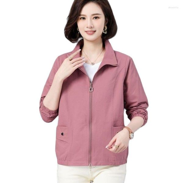 Trench Coats Feminino 2023 Casaco Feminino Solto Casual Versátil Cor Sólida Jaqueta Dupla Camada Para Casaco Feminino Pocke