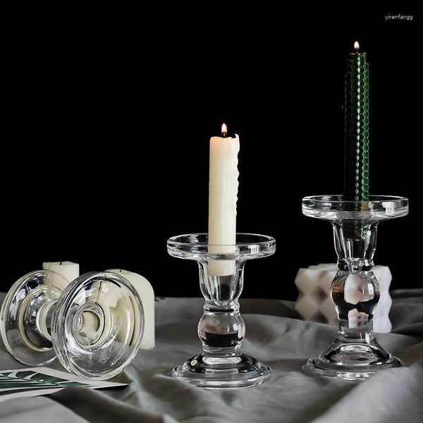 Castiçais Decoração de casa Mesa Centro de jantar à luz de velas Castiçal de vidro Acessórios Decoração de sala de estar Presente de casamento