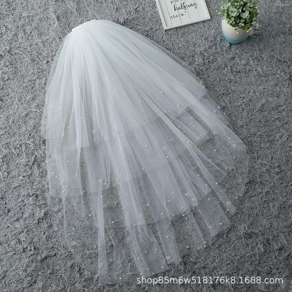 Veli da sposa da donna in tulle con velo di perle da sposa con pettine per capelli per la sposa Flower Girl Party Pography 4 strati