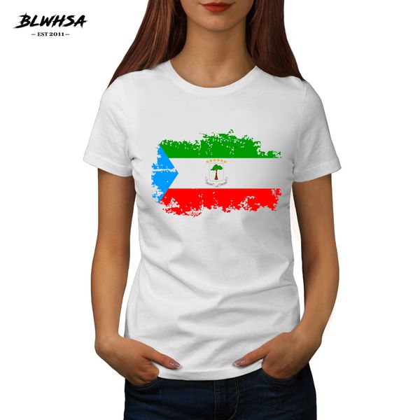 T-shirt Feminina BLWHSA T-shirt Estampada Bandeira da Guiné Equatorial Moda Feminina T-shirt Engraçada Algodão T-shirt Verão Bandeira da Guiné Equatorial 230801