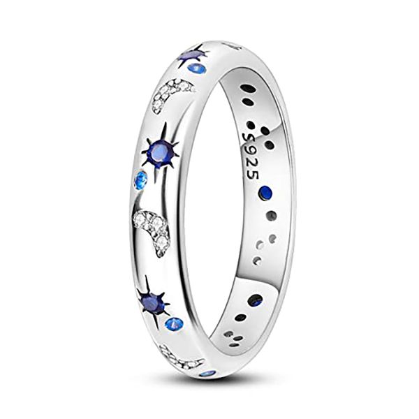 Design 925 prata esterlina sol estrela e lua anéis colorido zircão cúbico anel para mulheres jóias casamento noivado presente de aniversário