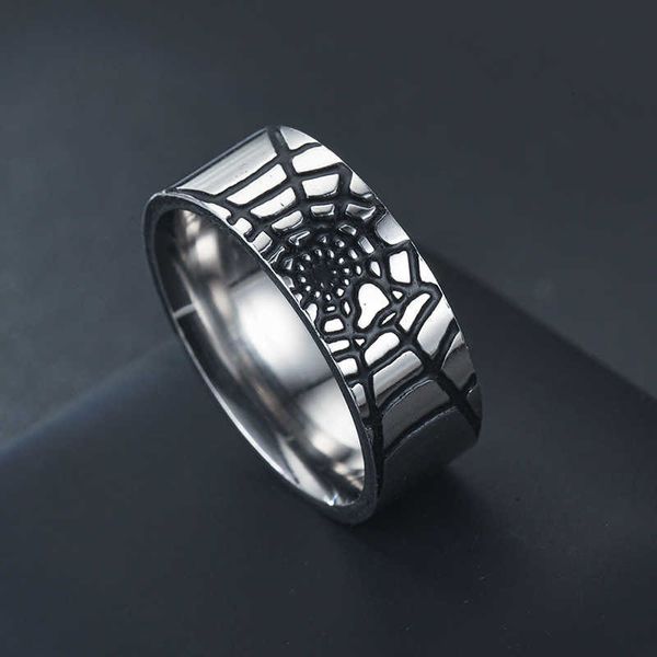 Männer Ringe Homme Titan Stahl Ring für Männer Spinne Web Öl Tropfen Punk Mode Schmuck Zubehör Geschenk Großhandel