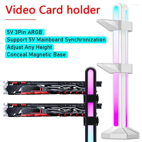 Computerkühlungen Magnetische GPU-Grafikkartenunterstützung PC-Gehäuse 5V 3PIN ARGB Aura Sync Grafikhalter Wasserkühlungsset