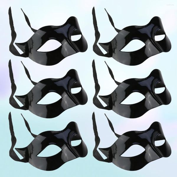 Bandane 6 Pcs Masquerade Mask Plastic Make 17 8cm Men Party Black Cosplay Half Face Man