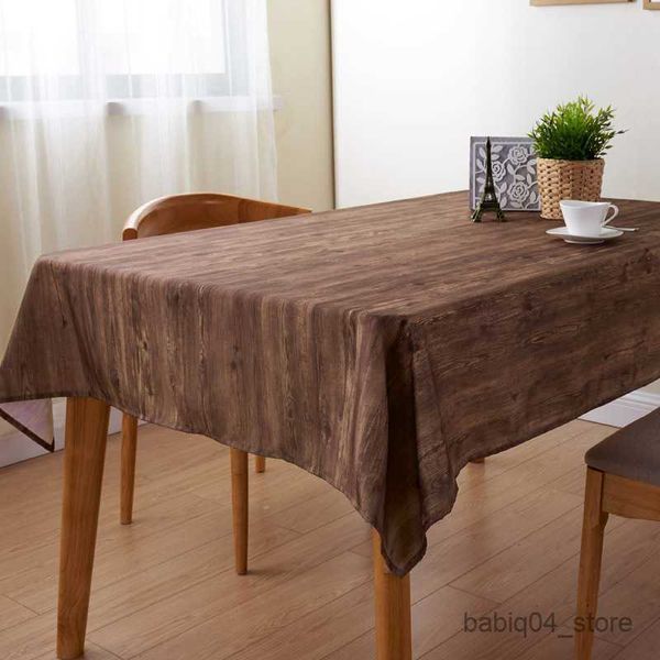 Tavolo tavolo tovaglia stampato in legno rettangolo impermeabile coperchio a prova di olio da pranzo decorazione tavolo tavolo R230819