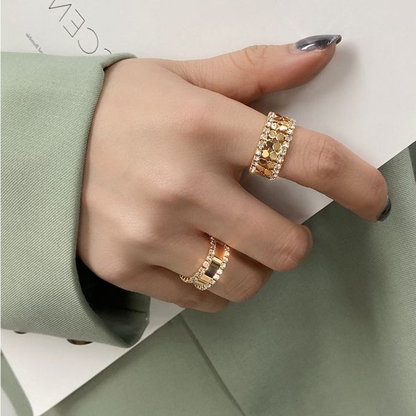 İns kübik zirkon açılış yüzük parmak yüzüğü mücevher bayanlar kristal moda yüzüğü