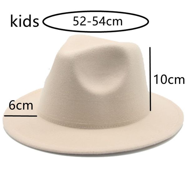 Chapéus de Aba Larga Balde Crianças 52cm Pequenos Criança Feltro Branco Preto Chapéu de Inverno Vestido Casual Meninos Meninas Fedora Sombrero Panama Hombre 230801