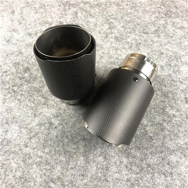 Duas peças de fibra de carbono totalmente fosca Universal Akrapovic silenciador de escapamento dicas capa de carro automotivo estilo 248A