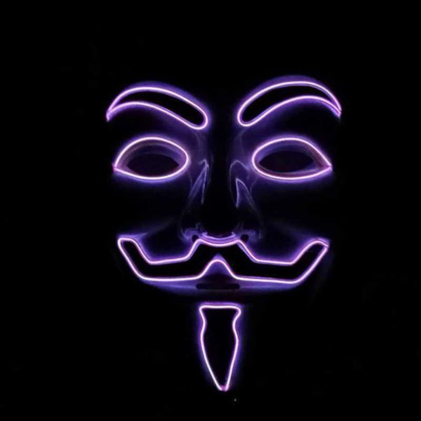 Maschere per feste LED V-Anonymous Mask per Cosplay Vendetta Guy Fawkes Halloween Party Masquerade Costume Puntelli Personaggi Maschera Cosplay HKD230801