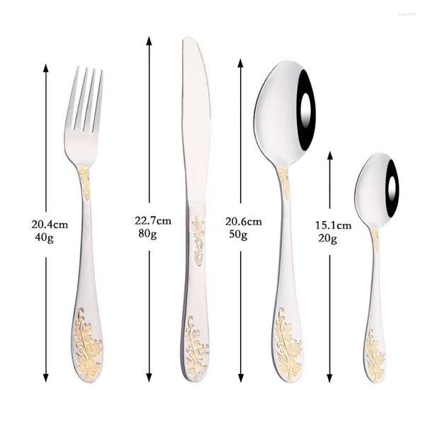 Geschirr-Sets, vergoldetes Besteck, Besteck-Set, luxuriöses Edelstahl-Knfe-Gabel, königliches Esstisch-Set, westliches Geschirr