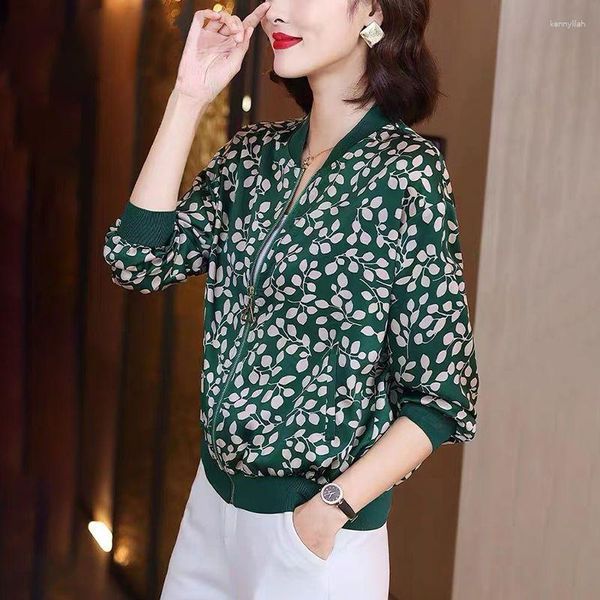 Kadın Ceketleri Kadın Çiçek Şifon Şeffaf Bluz Kadın Gündelik Uzun Kollu Hırka Gömlek Bayanlar Yaz Gevşek Güneş Koruyucu Üstler Katlar