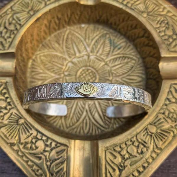 Bangle FoYuan Bracciale in oro color argento Eye Spot di Horus Egypt Not NORTH WORKS High Mountain Longgao Bridge Jewelry