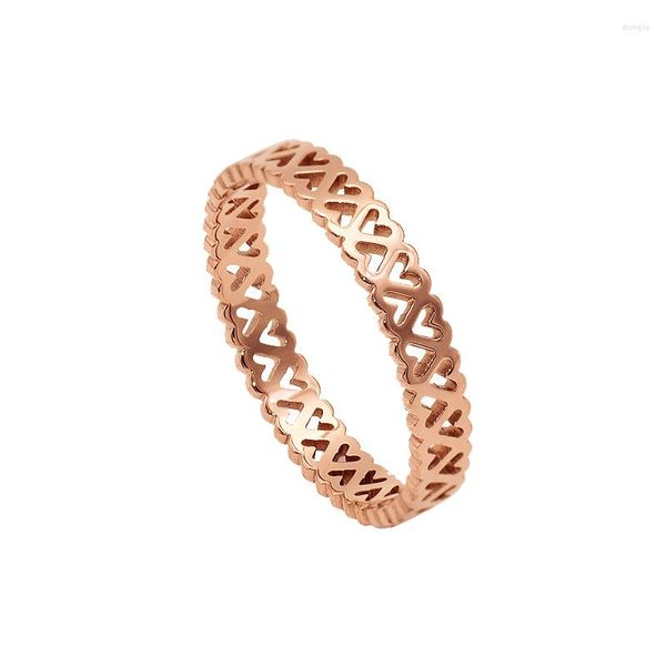 Cluster Rings Love Ring para mulheres adolescentes oco coração rosa ouro cor 316L acessórios de aço inoxidável moda charme jóias amante