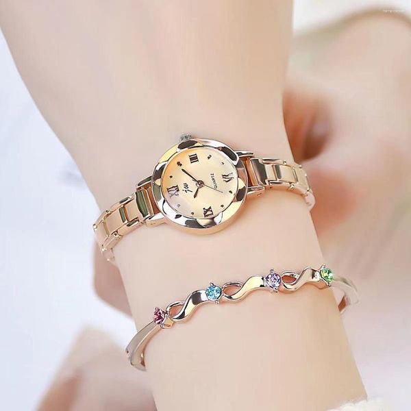 Orologi da polso Sdotter Orologio da donna Studentessa Piccola fascia tonda in acciaio Trend Temperamento Quarzo Personalità Bracciale Relojes Par