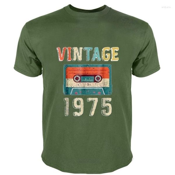 Erkekler Tişörtleri Pamuk Tshirt Erkek Moda Markası Gömlek Erkekler Gevşek 46. Doğum Günü Hediyesi Vintage 1975 43 Yaş Mixtape