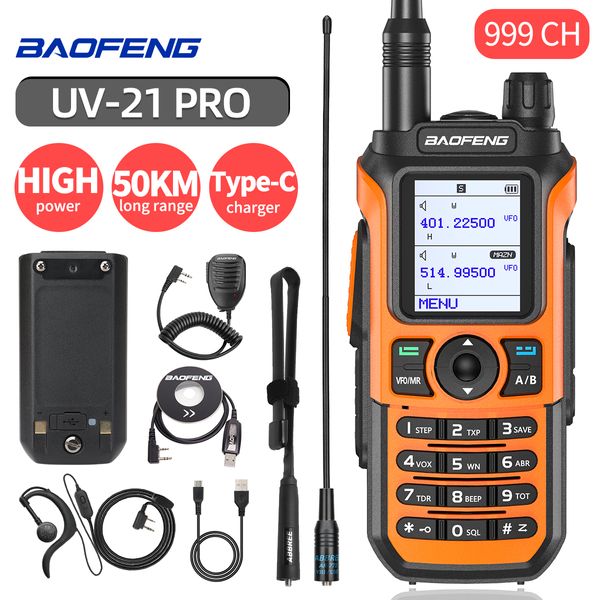 Walkie Talkie Baofeng UV 21 Pro 10W Long Range Portable Ham Radios Type C Amateur Двухчастотное радио UHF VHF для охоты 230731