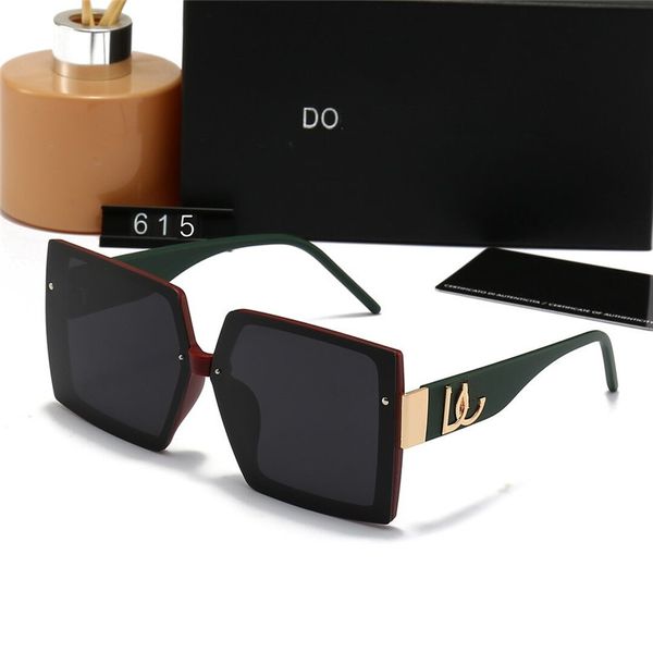 Designer-Sonnenbrillen für Damen und Herren, modisches Modell, spezieller UV-400-Schutz, Buchstabe, großes Bein, doppelter Strahlrahmen, Outdoor-Marken, Design-Brillen, 615