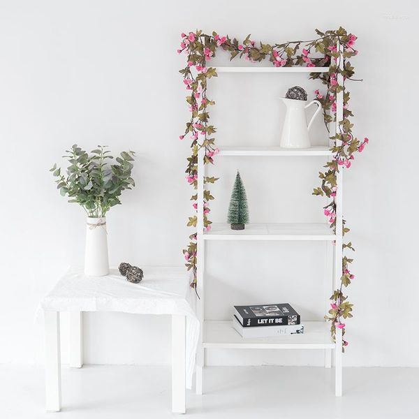 Flores decorativas artificiais rosa de seda pequena guirlanda de flores para casamento decoração de casa arco de corda falsa porta pilar decoração de natal videira