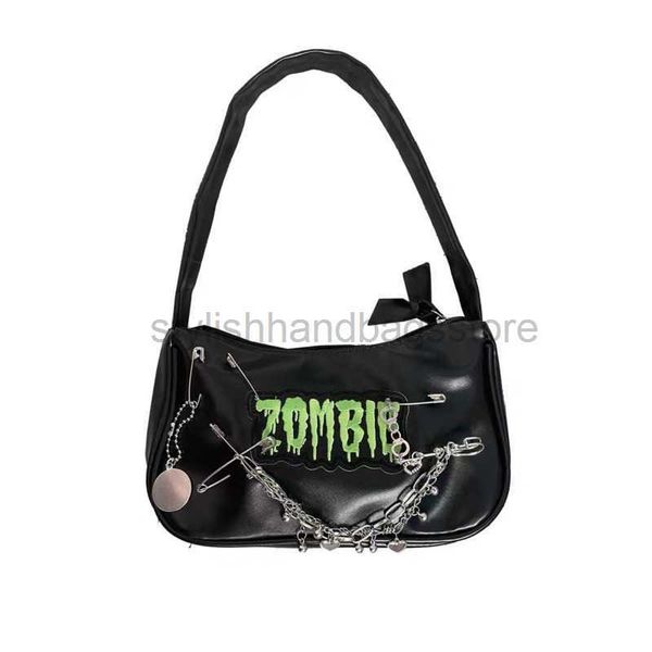 Umhängetaschen Handtasche 2023 Designer Luxus kleiner Schultergurt Umhängetasche Damen Kette Totenkopf Design Crossover Y2K Gothic Technologie KleidungStilvolle Handtasche