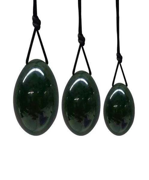 Ovos de jade de nefrite natural para mulheres Conjunto de exercício de Kegel Jade Músculo vaginal Hotan Jade Músculos do assoalho pélvico verde com ovos de jade Lavagem secreta dos dedos da menina