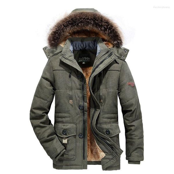 Herrenjacken Winter-Daunenjacke mit Kapuze, lässig, lang, warm, Parka, hochwertiger, taillierter Mantel mit mehreren Taschen, Arbeitsgröße 7XL