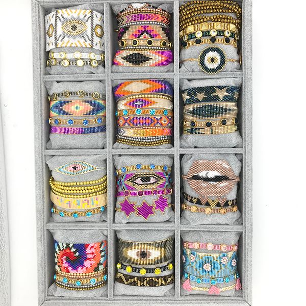 Charm Bracelets BLUESTAR Women Bracelet MIYUKI Turkish Eye Lips Pulseras Mujer Moda Handmade Crystal Bead Joias 230731