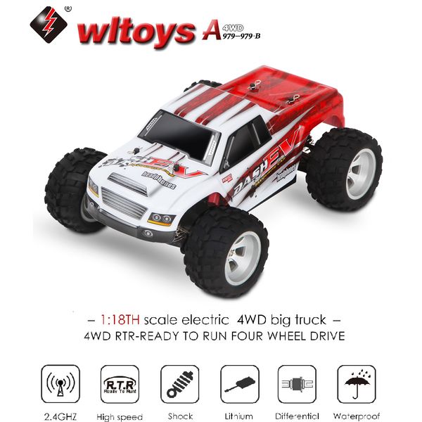Электрический автомобиль RC Wltoys A979 A979 A A979 B RC 70 км ч. Высокоскоростной гусеницы 1 18 Electric 4WD Shock Truck 2 4G Дистанционное управление водонепроницаемые игрушки 230801
