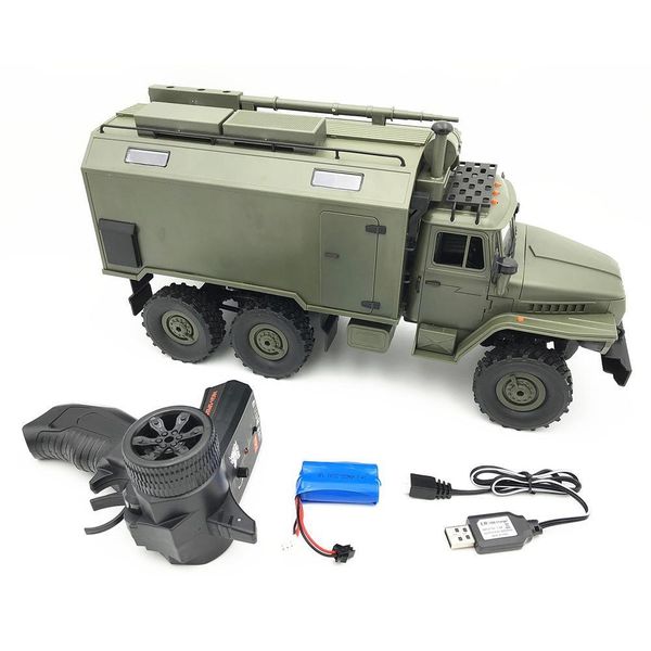 Carro RC elétrico WPL B36 Ural 1 16 2 4G 6WD Rc Caminhão militar Rock Crawler Veículo de comunicação de comando Brinquedo RTR 230731