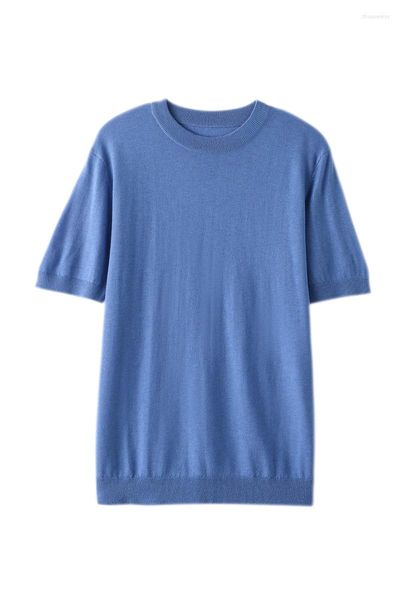 Camisolas masculinas Aliselect Comfort Primavera Verão Camisa de caxemira com decote em O Camisola torcida de lã Manga curta masculina Pulôver de malha Tops clássicos