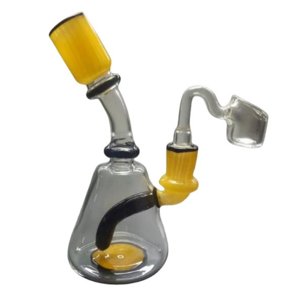 Bongs de água de vidro de 5,9 polegadas narguilé Reciclador em linha Dab rig Amarelo matinal inebriante para acessórios de fumar