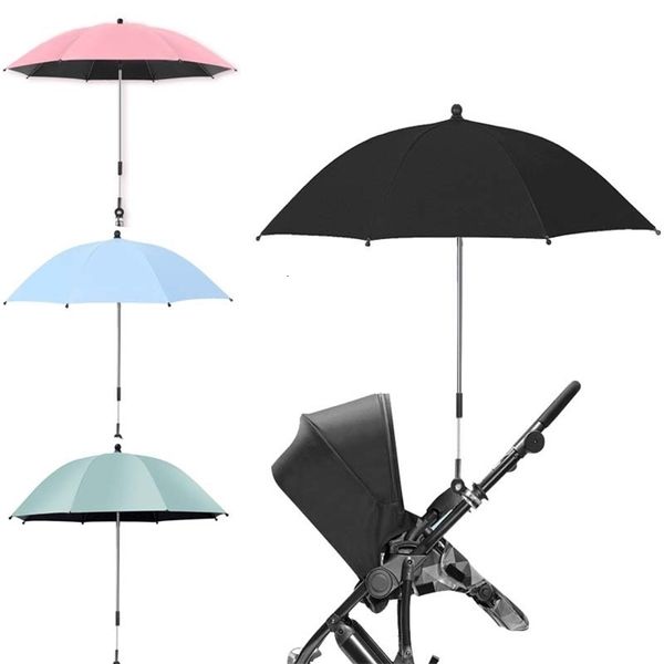 Acessórios de peças de carrinho de bebê carrinho de bebê universal guarda-chuva dobrável proteção UV à prova de chuva capa de carrinho de bebê graus ajustável guarda-sol 230731