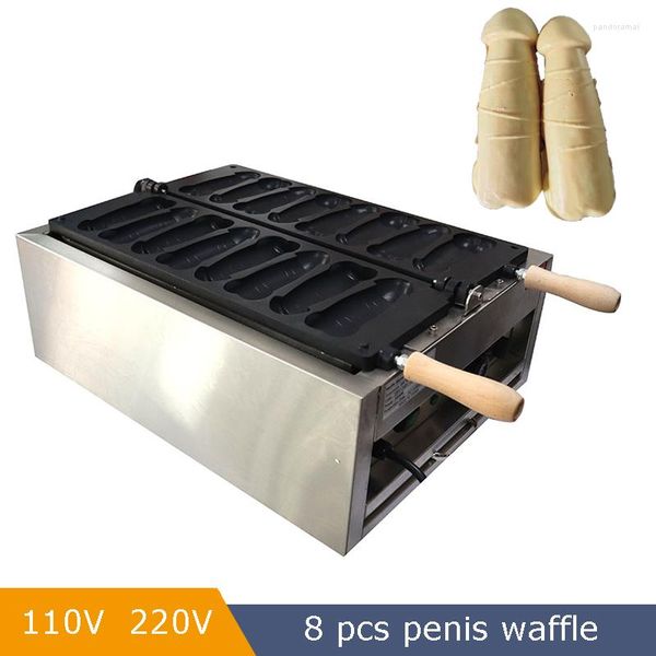 Ekmek üreticileri 110v 220v 8pcs elektrikli büyük horoz waffles fırın tabak bir gayke penis waffle makine yapıcı