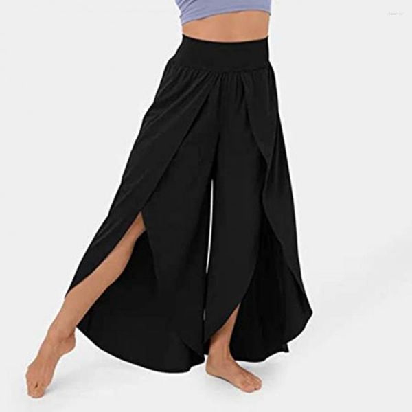 Kadın pantolonları şık boş zaman cilt dokunuyor yoga geniş elastik bel bandı gevşek gevşek gündelik