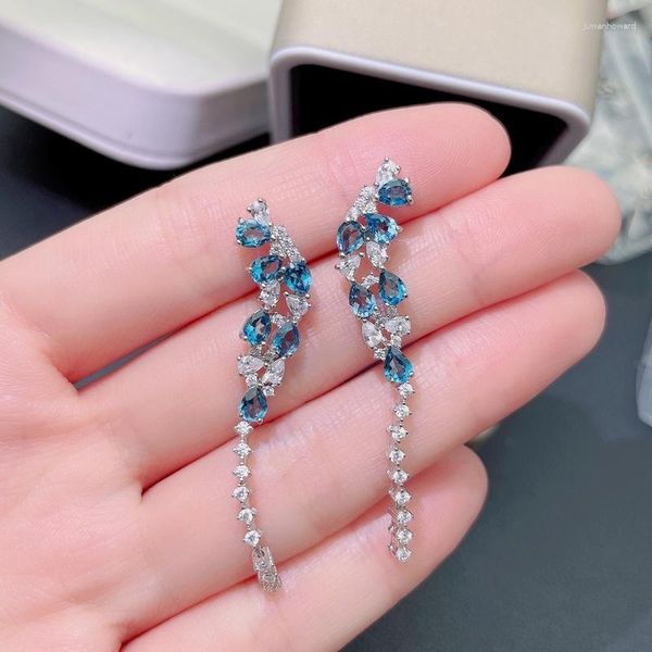 Серьги Gemyro Natural Blue Topaz Drop Классический стиль для женщин -юбилей подарок