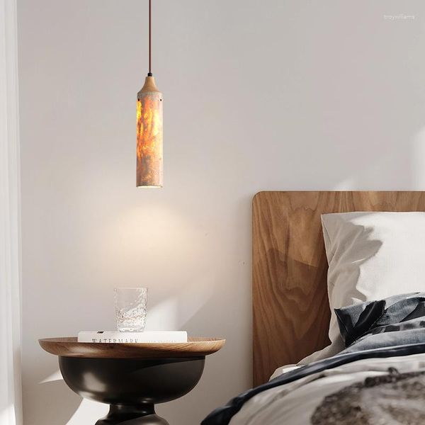 Lampade a sospensione Huangdong Stone Day Style Wabi-Sabi Camera da letto Comodino Lampadario Vintage Nordic Homestay Designer Ristorante Piccolo