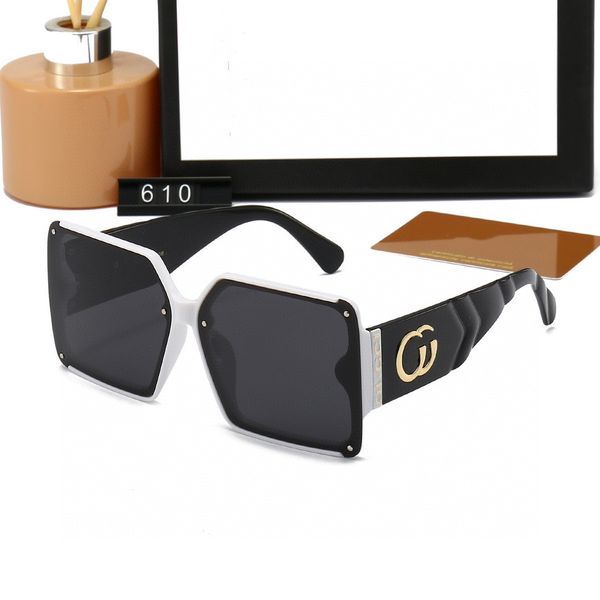 Tasarımcı Güneş Gözlüğü Kadınlar Güneş Gözlüğü ve Erkekler Moda Modeli Özel UV 400 Koruma Mektubu Büyük Bacak Çift Kiriş Çerçevesi Açık Markalar Tasarım Gözlükleri 610