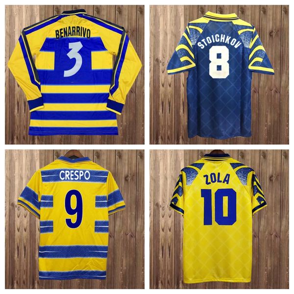 1998 1999 2000 Camisas de futebol masculinas Parma Calcio CRESPO CANNAVARO BAGGIO ASPRILLA Home Yellow Blue Football Shirt Manga Curta Uniformes Adulto Jersey Sport Set