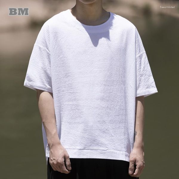 Camisetas masculinas de verão estilo chinês camisa de linho de algodão fino roupas masculinas tamanho grande tai chi camiseta de manga curta solta tops pretos masculino