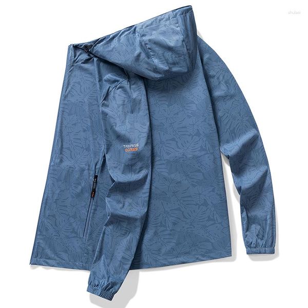 Jaquetas masculinas jaqueta leve com capuz 2023 verão estilo clássico respirável pele casacos proteção solar tamanho grande M-5XL