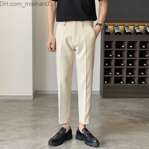 Herrenhosen TFETTERS Mode Herren Kleid Hosen Frühling/Sommer Koreanische Einfarbig Business Casual Hosen Männer Knöchel Länge Set Hosen Z230801