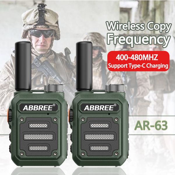 Walkie talkie 2pcs ABBree AR 63 UHF Frequenza di copia wireless Potente Scanner Ricevitore a lungo raggio Radio 230823