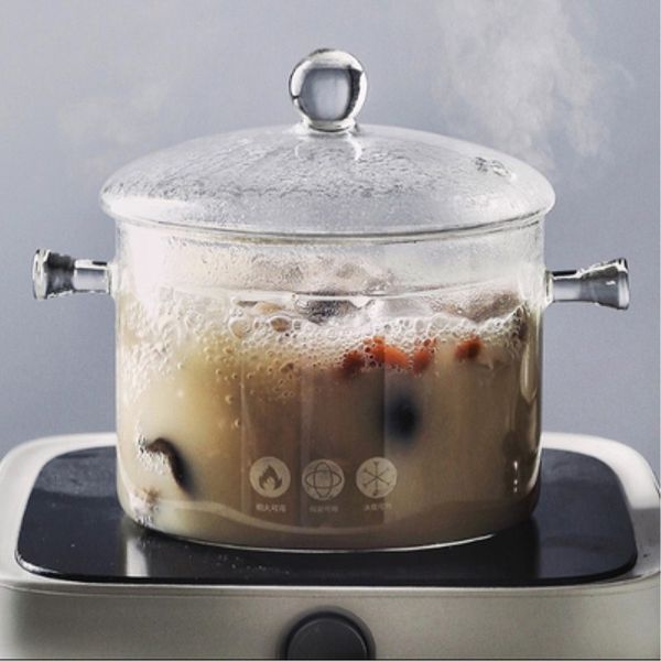 Суп бульочный горшок стеклянный горшок с крышкой японской кухонной посуды, набор неприжигаемой сковороды Прозрачная теплостойкость. 230731