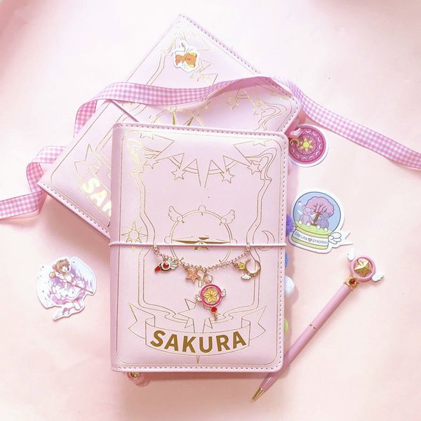 Blocos de Notas Japonês Sakura Folhas Soltas Caderno Diário de Viagem Kawaii Manual Espiral A6 Planner Diário Organizador Bullet Pink 230731