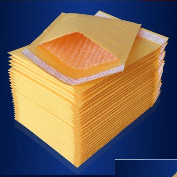 Buste postali all'ingrosso 100 pezzi di molte dimensioni giallo Kraft busta postale a bolle buste postali buste imbottite imballaggio consegna goccia di Dhcm9