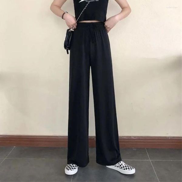 Женские брюки летние женщины в стиле Y2K Свободный хиппи черный высокий тали