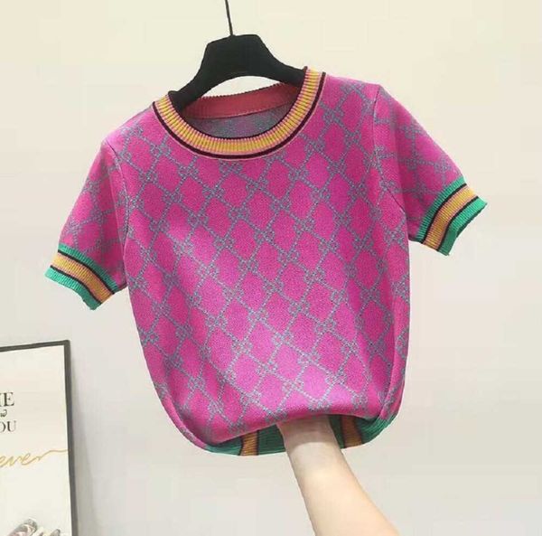 2023 neue Koreanische Kurzarm Frauen Pullover Sommer 2022 Elegante O Neck Perlen Blume Gestrickte Tops Weibliche Pullover Jumper Kleidung