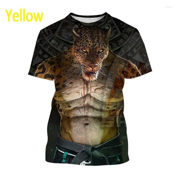 T-shirt da uomo Moda manica corta Stile Harajuku Jiu-jitsu brasiliano Tough Guy Animal T-shirt Entusiasta Streetwear Top