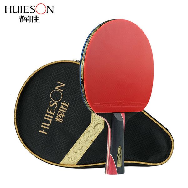 Tischtennisschläger 1 Stück Huieson 5 Star Black Red Carbon Fiber Racket Double Pimplesin Rubber Pingpong für Teenager-Spieler 230801